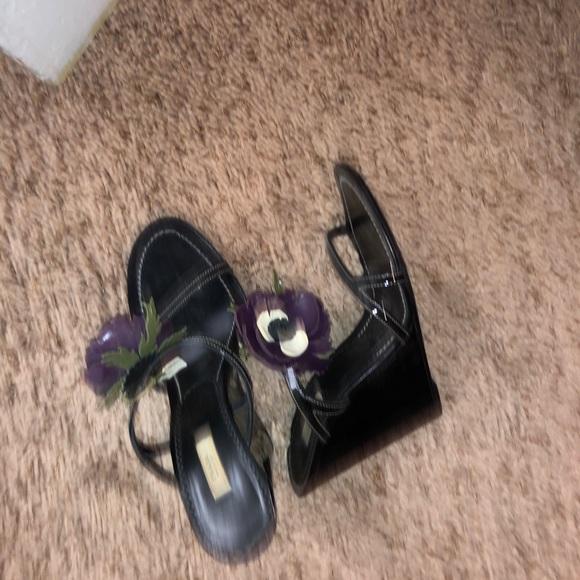Prada Wedge Sandals sz 37 1/2 - Picture 4 of 7